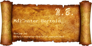 Münster Bertold névjegykártya